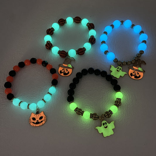 Glowing Pumpkin & Ghost Halloween Bracelet